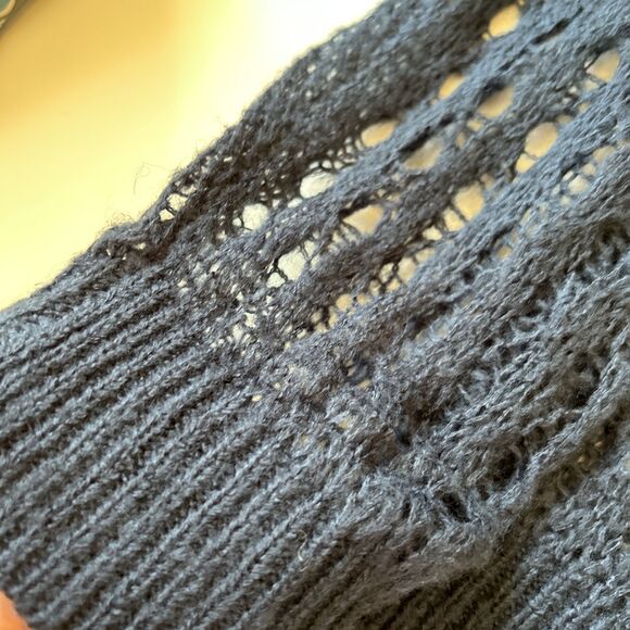 Elle Grey Womens Angora Crochet Cardigan Sz M/L Navy Boho Cottagecore Dainty NWT - Picture 10 of 11